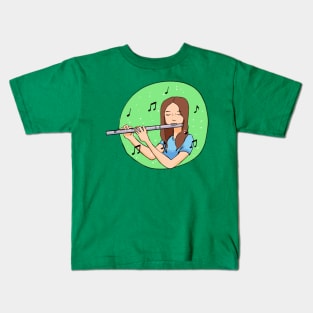 Girl Playing Flute Kids T-Shirt